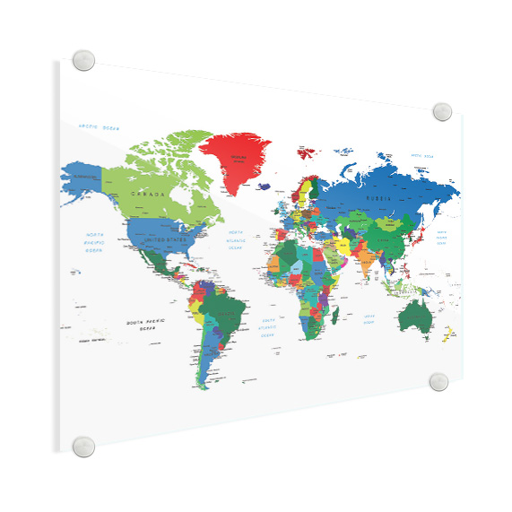 personeelszaken Vliegveld organiseren Alle landen plexiglas - Wereldkaart op plexiglas - Wereldkaart | Bestel nú  met herfstkorting tot 45%