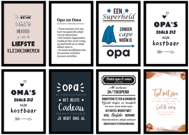 Poster met lijst Quotes voor opa & oma